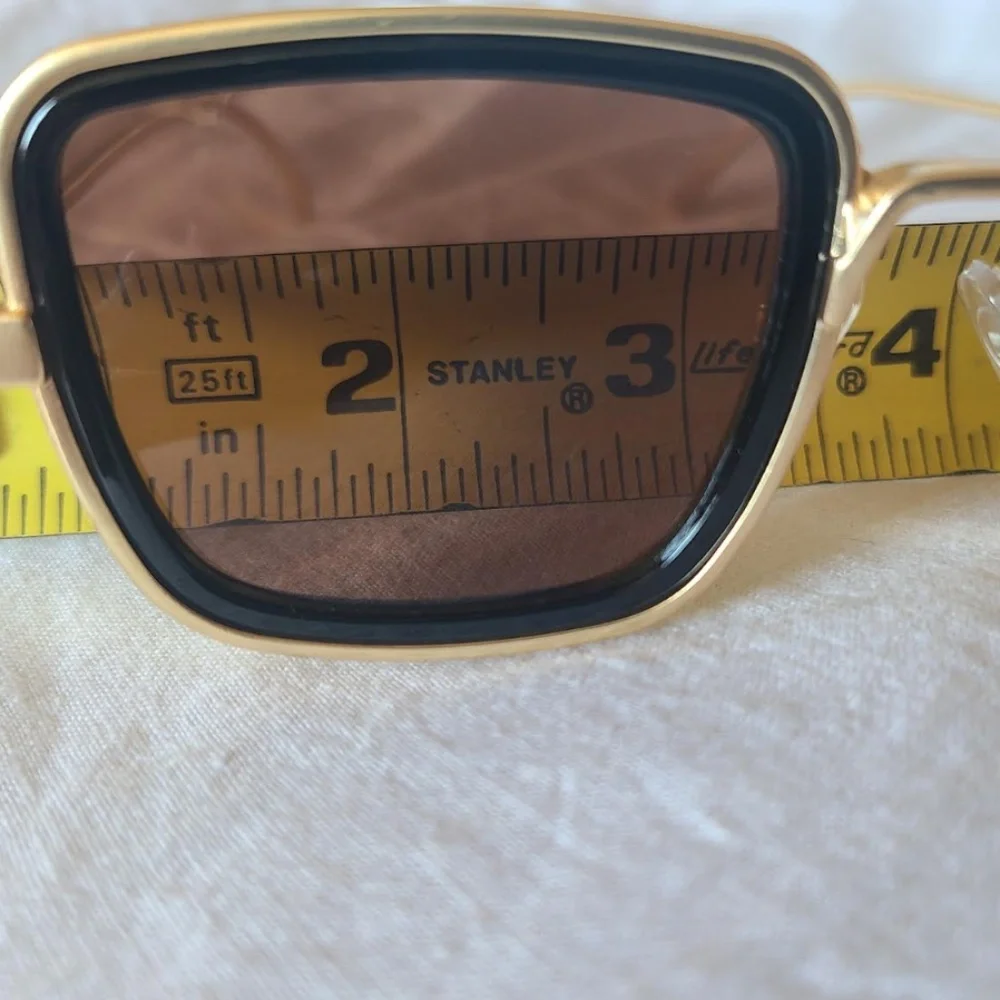 NEW Steampunk Retro Rectangle Sunglasses Unisex brown/gold/black